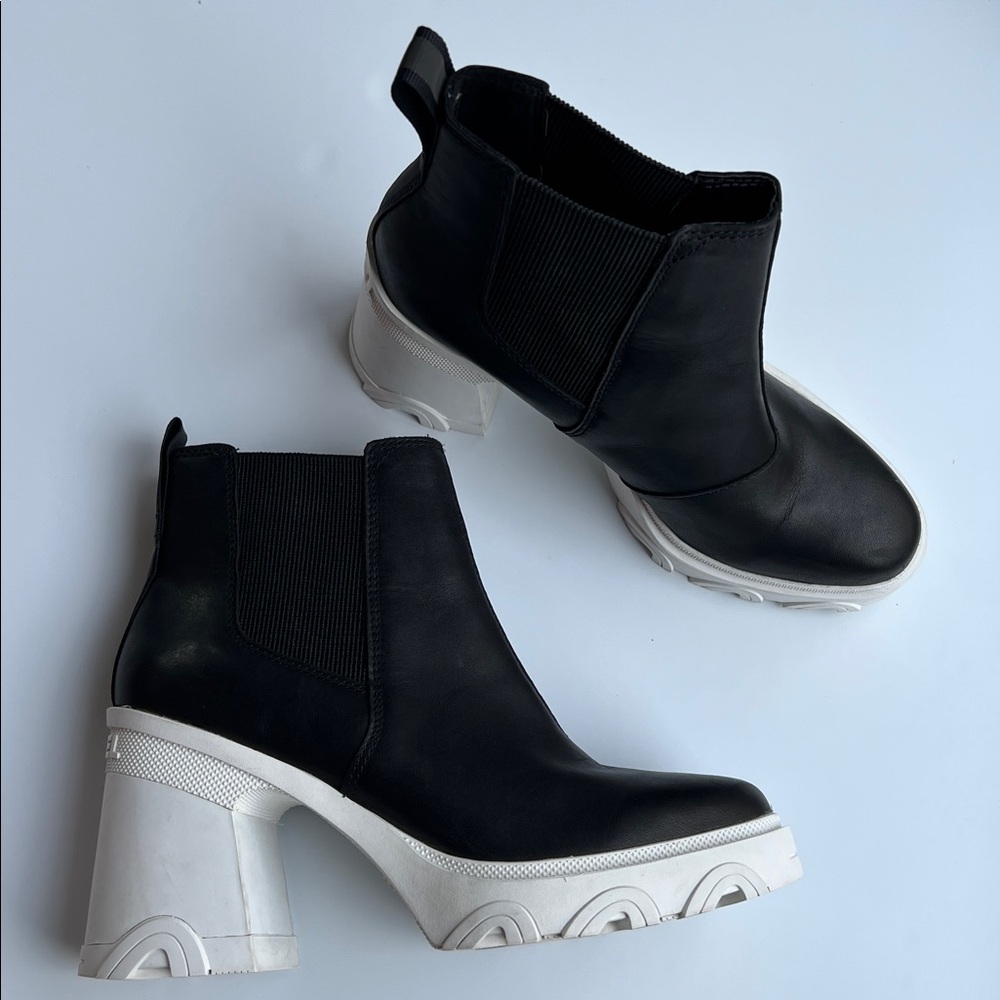 Sorel Brex Waterproof Platform Block Heel Chelsea Boot Black Size 9 - Picture 5 of 13